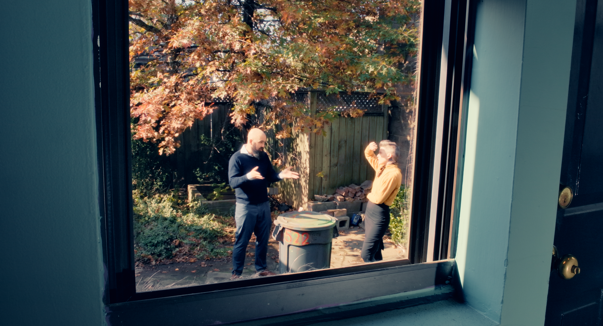 Discussion in the backyard